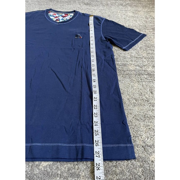Robert Graham Mens M Shirt Navy Blue V-Neck Tee Shirt Embroidery Logo NWT O1 - Picture 5 of 9